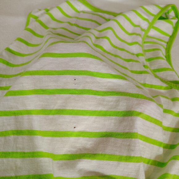 Abercrombie & Fitch Neon Green Striped Tank Top XS Logo Pocket Preppy Y2K Beachy - Picture 10 of 10